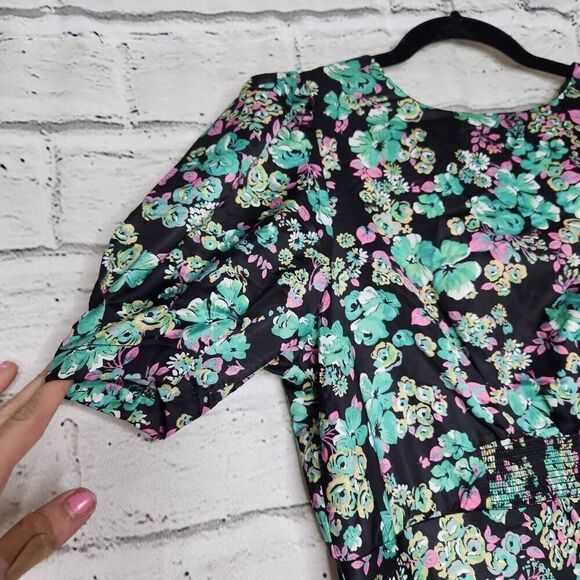ASOS Design Womens Multicolor Puff Sleeves Floral Print Midi Tea Dress Size 10 - Picture 5 of 16